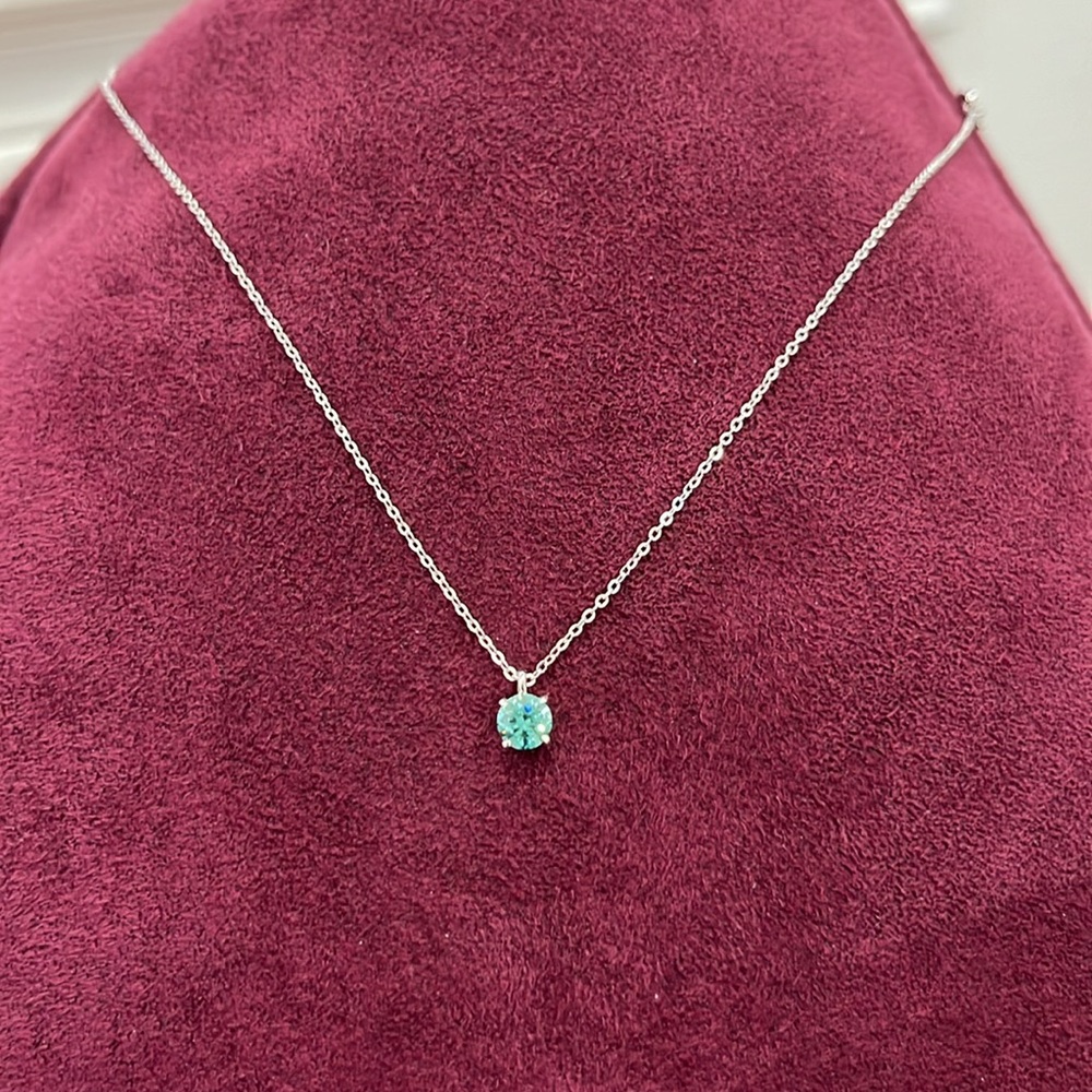 5mm 0.5ct green blue cyan moissanite 925 sterling silver necklace